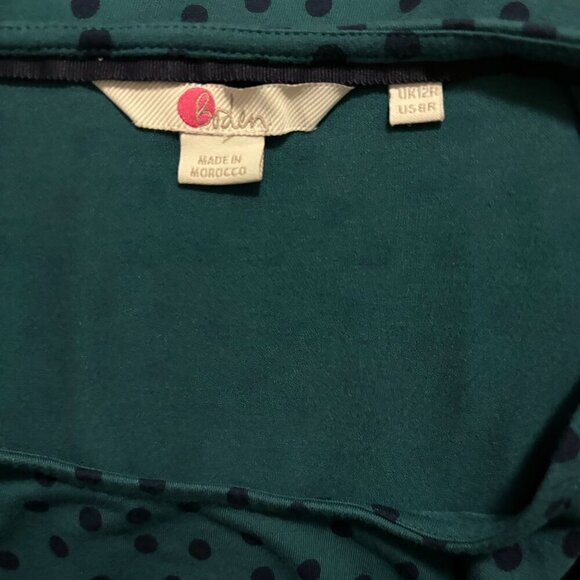 Boden Womens Holly Jersey Polka Dot Dress Long Sleeve Ruffle Hem Teal Size 8 - Picture 7 of 8